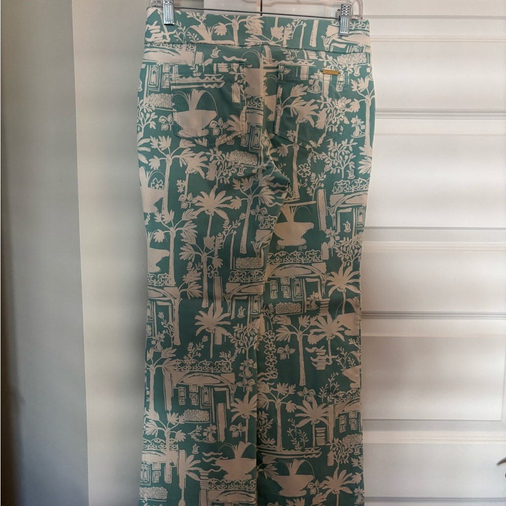 Spartina 449 Teal and White Maren Kick Flare Pant - Picture 4 of 6